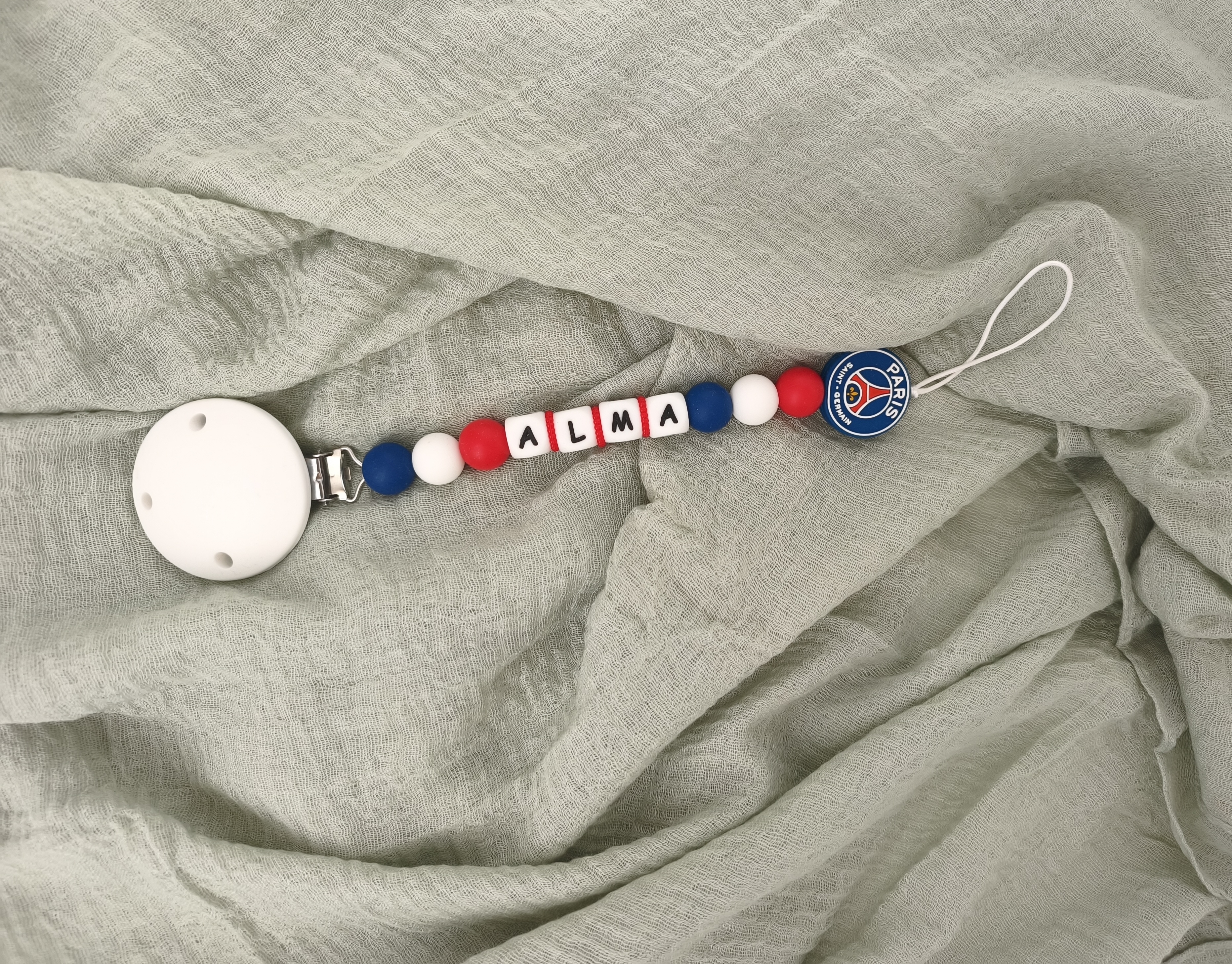 Attache tétine personnalisée PSG