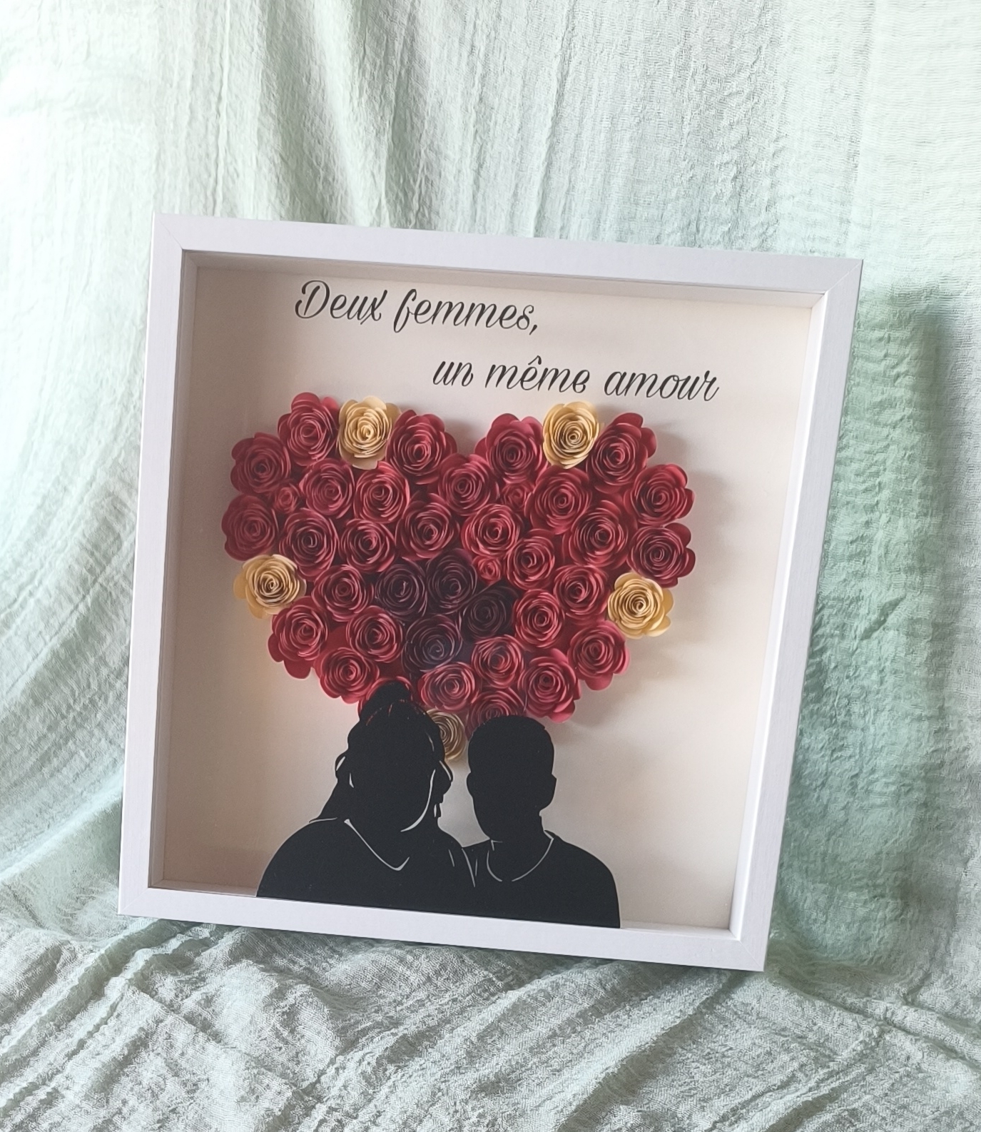 Cadre fleuri personnalisé avec silhouettes
